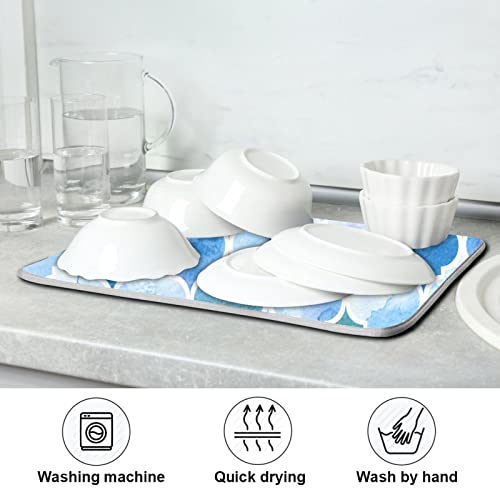 Super Absorbent Dish Drying Mat (Watercolour Moroccan Background / 18" x 24")