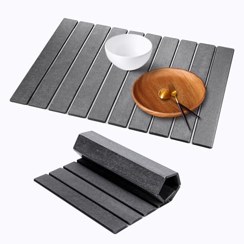 Large Stone Dish Drying Mat for Kitchen Counter (Dark Gray / 24" x 16")