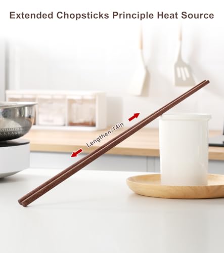 3Pairs Cooking Chopstick 14Inches Long Wooden Chop Sticks Reusable for Noodles Frying Hotpot (Style 4 - 3 Pairs - 14 inches)