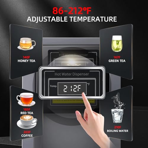 Hot Water Dispenser Commercial Water Boiler Countertop Hot Water Machine Stainless Steel Step (Black 25Liter/H)