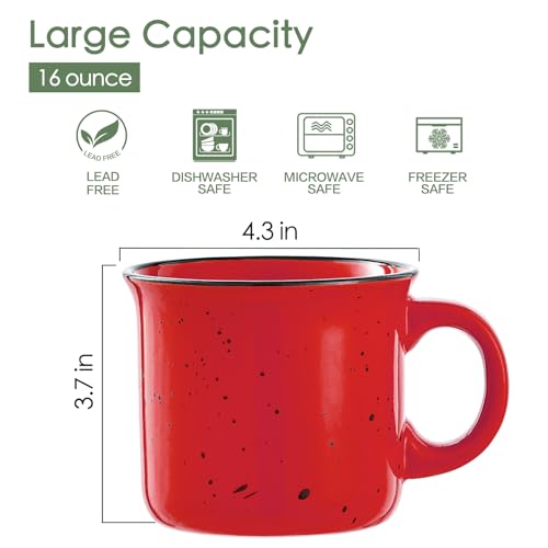 Coffee Mugs Set of 4 (Red / 16-oz)