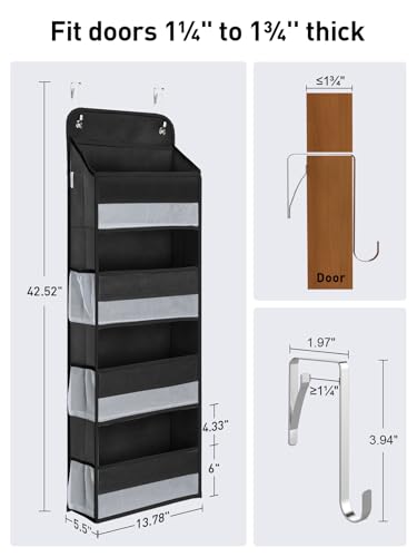 1 Pack Over the Door Organizer (Black / 4 Tier)
