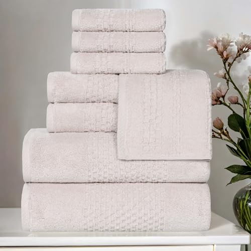 Playa Zero Twist Cotton Medium Weight Towels (8 Piece Towel Set / Silver)