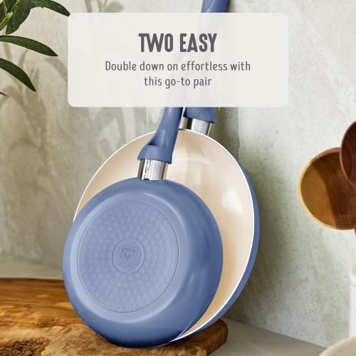 2 Piece 8" & 10" (8" and 10" Frying Pan Skillet Set / Slate Blue)