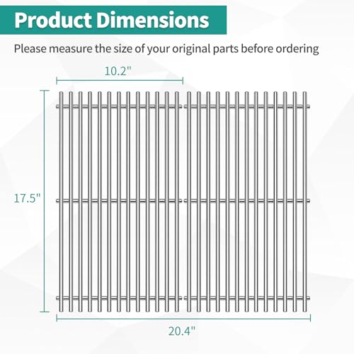 9MM 304 Stainless Steel Spirit Grill Grates for Weber Spirit E (17.5" Spirit 200)