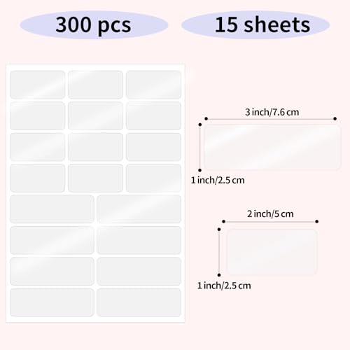Transparent Stickers Labels (Clear / 1 x 2 inches, 1 x 3 inches Set)