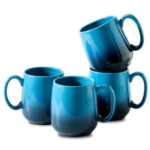 15oz Large Ceramic Mug Set (GradationBlue / Set of 4)