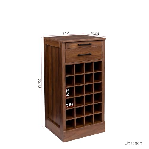 6 Tier Wine Rack Freestanding Floor with 2 Drawers (24 Bottles / Walnut)