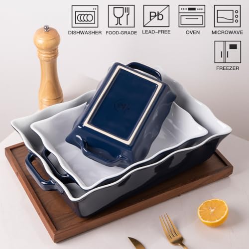 Sweejar Casserole Dishes for Oven (Navy New / Baking dish(Set of 3))