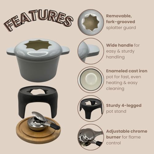 Cast Iron Fondue Set 15 (Ice Melt Blue)