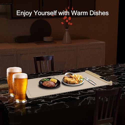 Roll Up Silicone Graphene Electric Food Warming Tray (Beige-graphene)