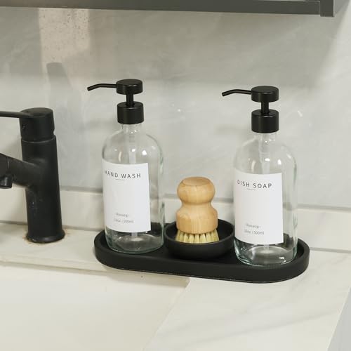 Set of 5 Kitchen Soap Dispenser Set 16 Oz Glass Hand Dish Soap Dispenser with Stainless Steel Pump (Transparency)
