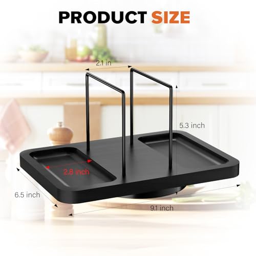 Rotating Napkin Holder for Table with Salt Pepper Shakers Caddy (Black)
