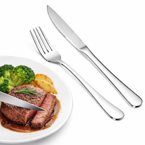 20 Piece Steak Knife and Dinner Fork Set for 10 (8.1-9.3Inches Steak Set 20P)