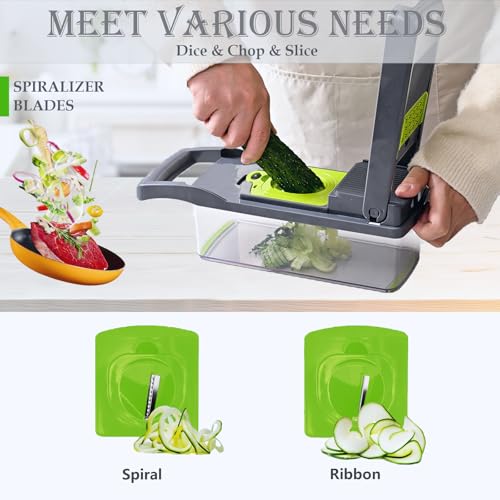 Vegetable Chopper Mandoline Slicer Home Kitchen Appliance Essential Gadget (Gray)