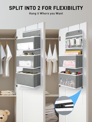 Over the Door Storage Organizer for Nursery Closet 6 Tier Grey (Grey / 6 Tier)