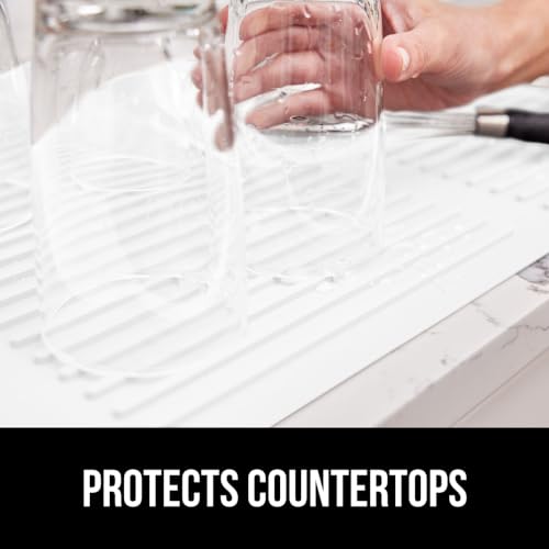 Patented BPA Free Silicone Dish Drying Mat (13" x 11" / Silicone / White)
