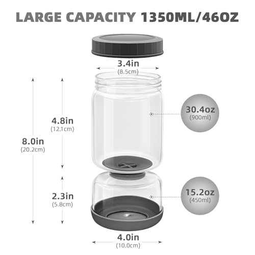 Hourglass Pickle Jar with Strainer Flip (46oz Grey)