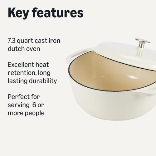 Enameled Cast Iron Dutch Oven Pot with Lid (White / 7.3-Quart)