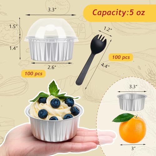 5oz Cupcake Tins with Dome Lids 100 Pack (5 Fl Oz)