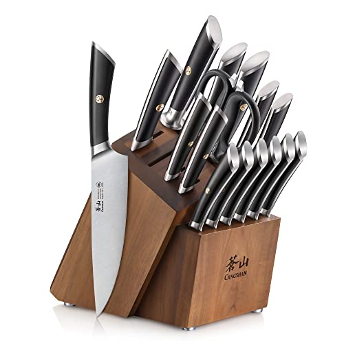 ELBERT Series German Steel Forged Knife Block Sets (17-Piece / Black)