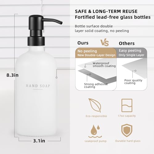 Glass Soap Dispenser (White Bottle/Black Pump + Tray + Funnel)