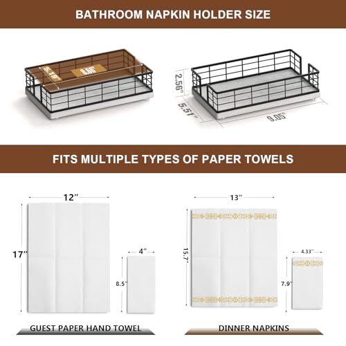 Guest Towel Holder Tray for Bathroom (Black/Farmhouse White / 9.06 x 5.51 x 2.56 inches)