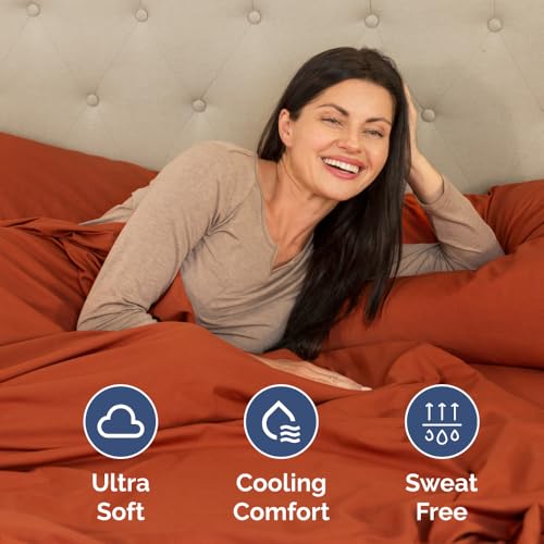 Short Queen Size 4 Piece Bed Sheet Set (26 - Terracotta / Short Queen)