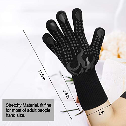 BBQ Gloves 1472F Heat Resistant Silicone Non (short / Black)