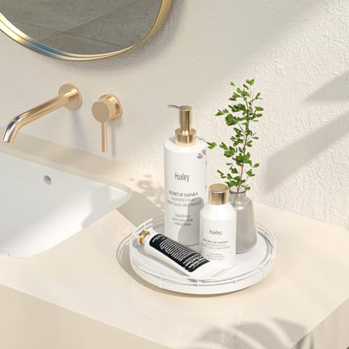 9 Inch Oak Lazy Susan Vanity Tray (White / 9)