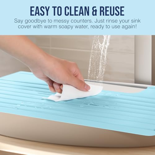 Bathroom Sink Cover for Counter Space (Light Blue / Large)