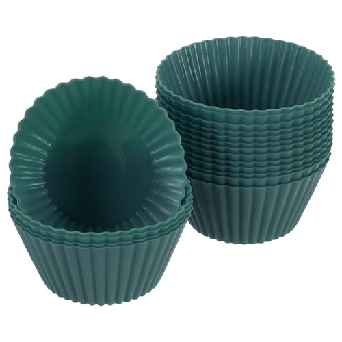 18Pcs Silicone Cupcake Liners (Deep Dark Green / 2.8")