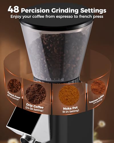 G1 40mm Conical Burr Coffee Grinder with 48 Grind Settings (Noir)