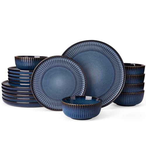 Stoneware Dinnerware Sets for 6 (Starry Blue / Service for 6)