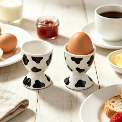 Ceramic Egg Cups (Cow Print)
