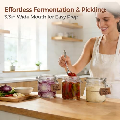 17 oz Overnight Oats Containers with Lids 6 Pack Wide Mouth (17 fl oz x 6 - Wide Mouth)