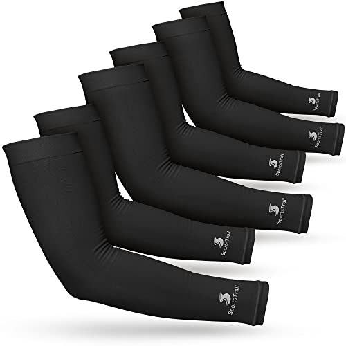 Cooling Arm Sleeves for Men & Women (3 Pairs: Black / One Size)