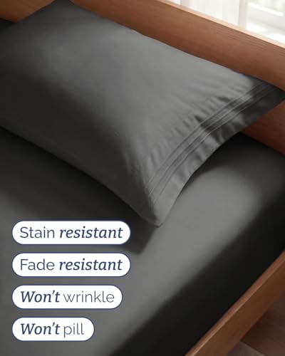 Twin Size 3 Piece Sheet Set (07 - Charcoal / Twin)