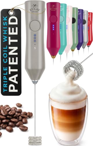 Rechargeable Milk Frother Handheld (ZK Dynamic Tornado Light Gray / Rechargeable Z1 Motor Max)