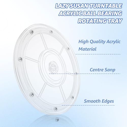 4 Pcs 8 Inch Lazy Susan Turntable Acrylic Ball Bearing Rotating Tray (4 Count)