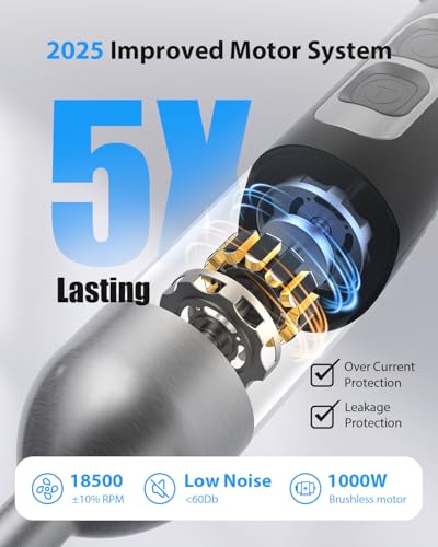 1000W Powerful Immersion Blender Handheld (Silver)