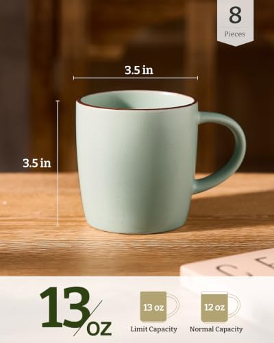 Mercury Coffee Mugs 13 oz (Mercury- Light Green / 8 Count (Pack of 1))