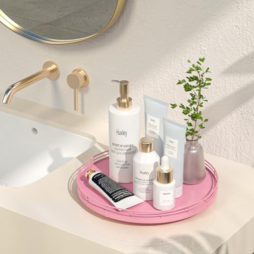 12 Inch Oak Lazy Susan Vanity Tray (Pink / 12)
