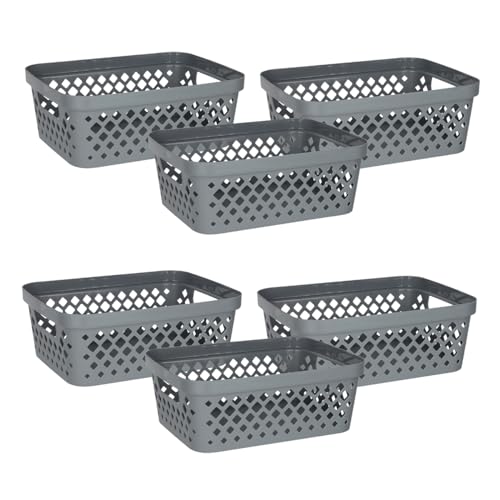 Plastic Storage Basket Set (Grey / 2 Gallon)