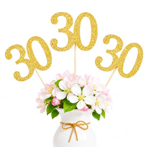 10Pcs Gold 30th Birthday & Anniversary Centerpiece Sticks (Gold)