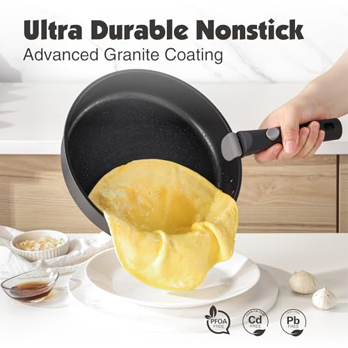 24 Piece Nonstick Detachable Handle Pots and Pans Set Black (Black / 24 Piece)