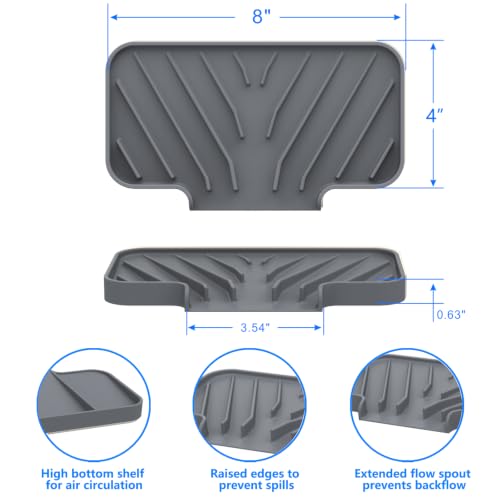 Sponge Holder for Kitchen Sink (Gray / 8"x 4")