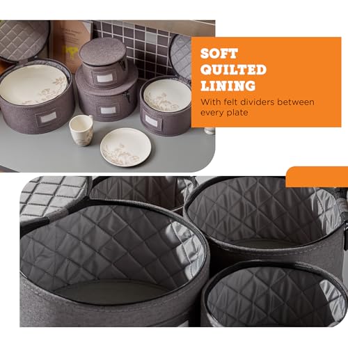 4 Piece Quilted China Plate Storage Set (Gray / 4 Piece Quilted Set for Plates)