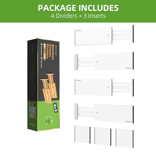 4 Pack Expandable Drawer Dividers (White)