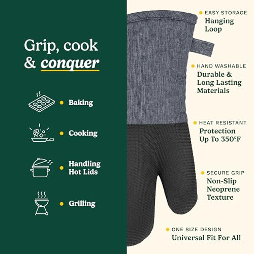 Cuisinart Chambray Kitchen Oven Mitts (Charcoal)